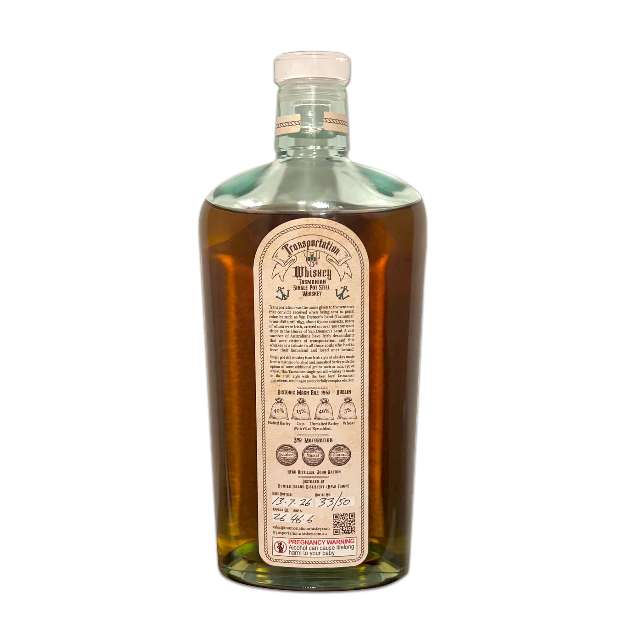 Transportation Whiskey, Tasmanian Whisky Week 2026 700mL - Back